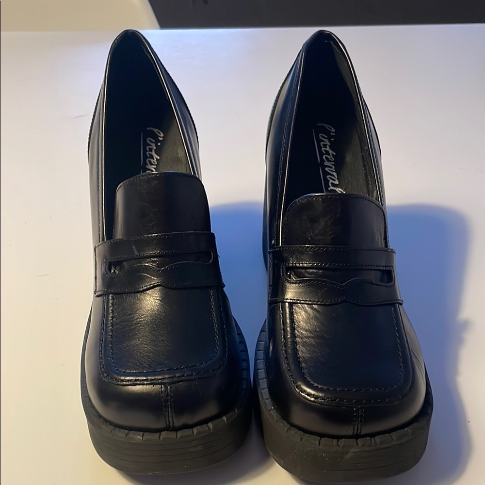 Coclico Women's Black Loafer Heels